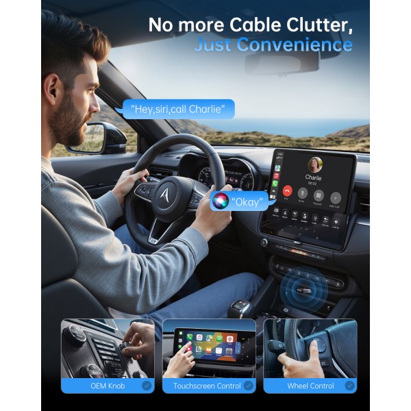 ZasLuke Wireless CarPlay Adapter, 2-in-1 Wireless CarPlay and Android Auto Adapter, Fast Stable Connection, Plug and Play & No Delay, Compatible with iPhone/iOS 10+ and Android 11+